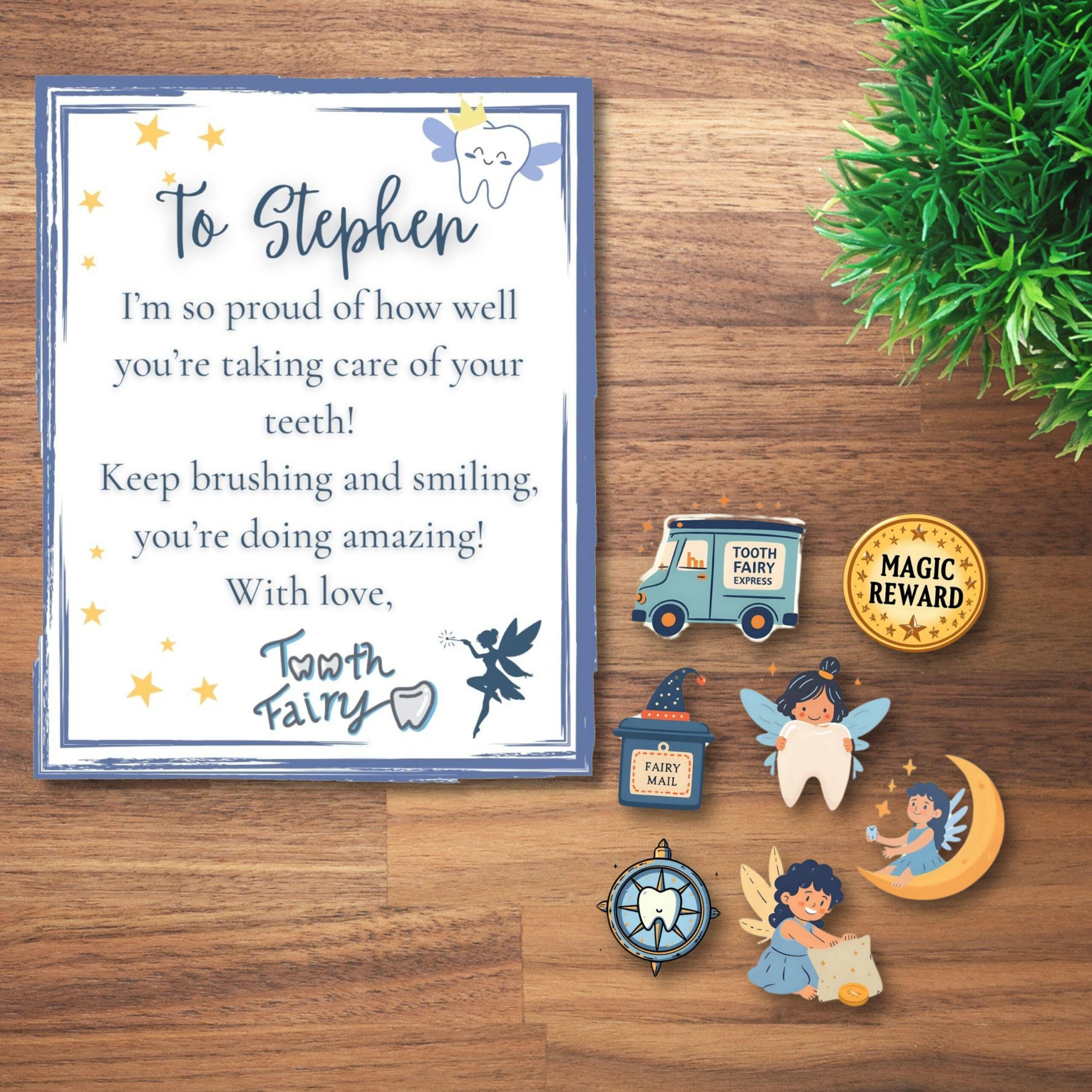 Editable Tooth Fairy Kit for Kids – Certificate, Receipts, Letter, Tracker, Envelope, Stickers for boys - Image 6