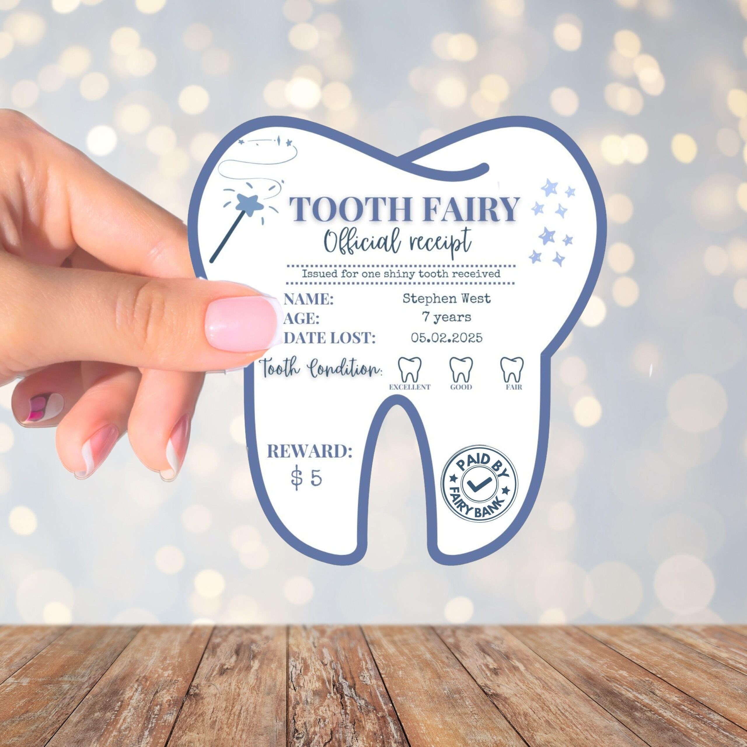 Editable Tooth Fairy Kit for Kids – Certificate, Receipts, Letter, Tracker, Envelope, Stickers for boys - Image 4