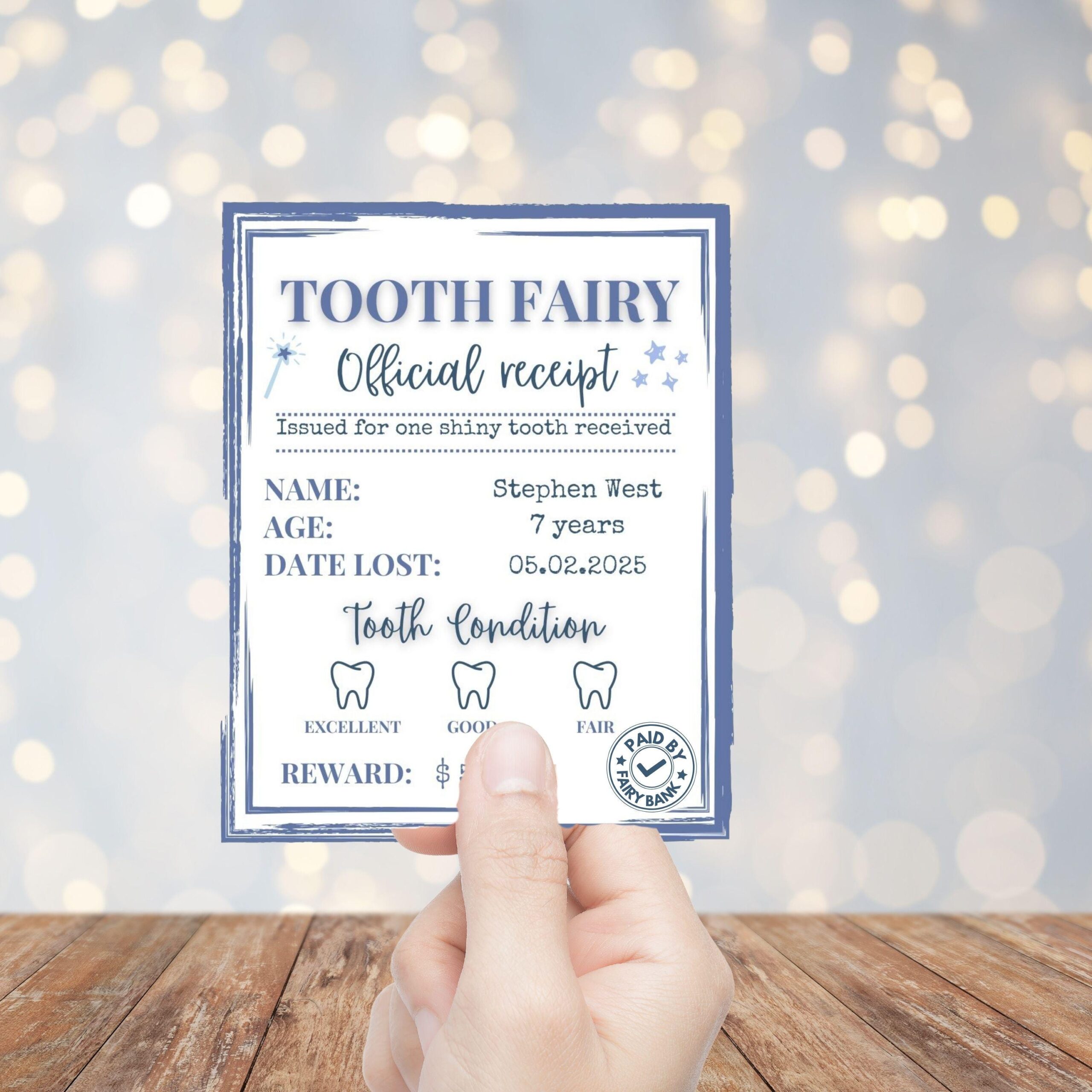 Editable Tooth Fairy Kit for Kids – Certificate, Receipts, Letter, Tracker, Envelope, Stickers for boys - Image 3