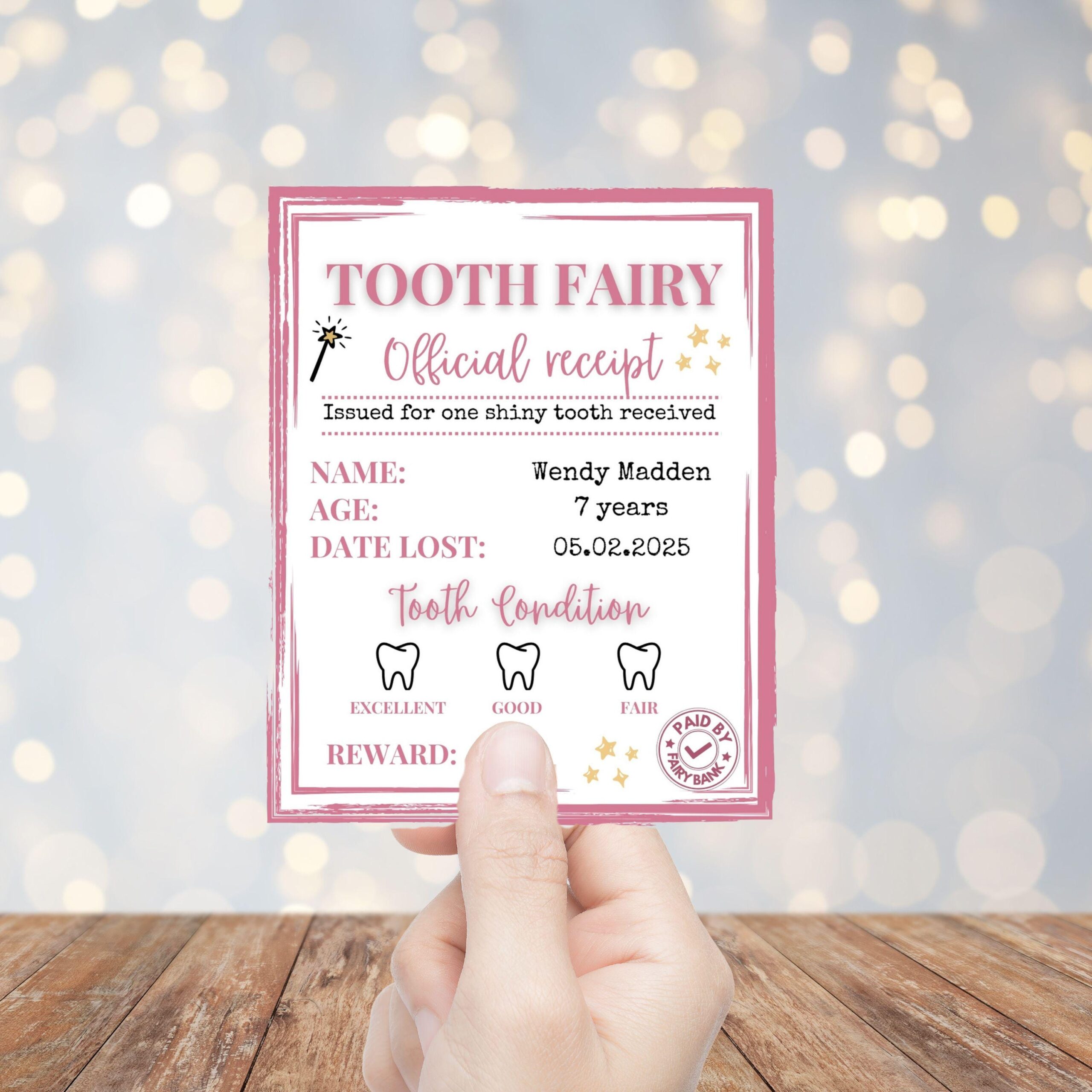 Editable Tooth Fairy Kit for Kids – Certificate, Receipts, Letter, Tracker, Envelope, Stickers for girls - Image 3