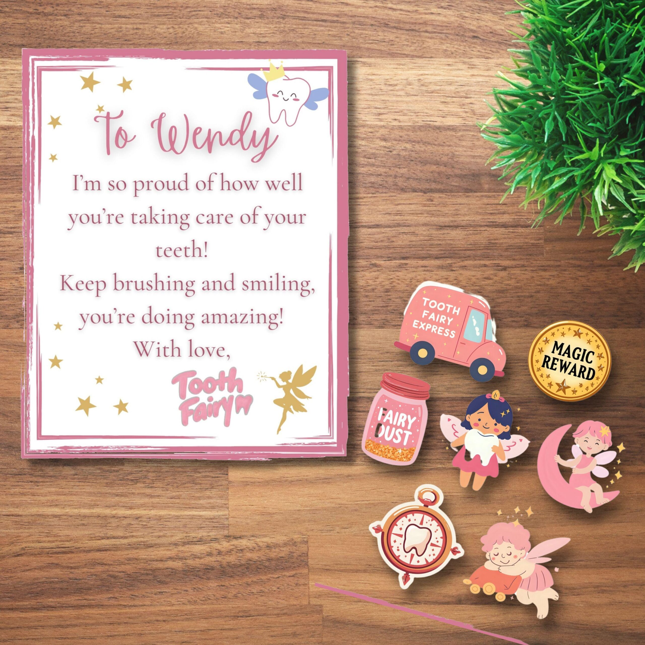 Editable Tooth Fairy Kit for Kids – Certificate, Receipts, Letter, Tracker, Envelope, Stickers for girls - Image 6