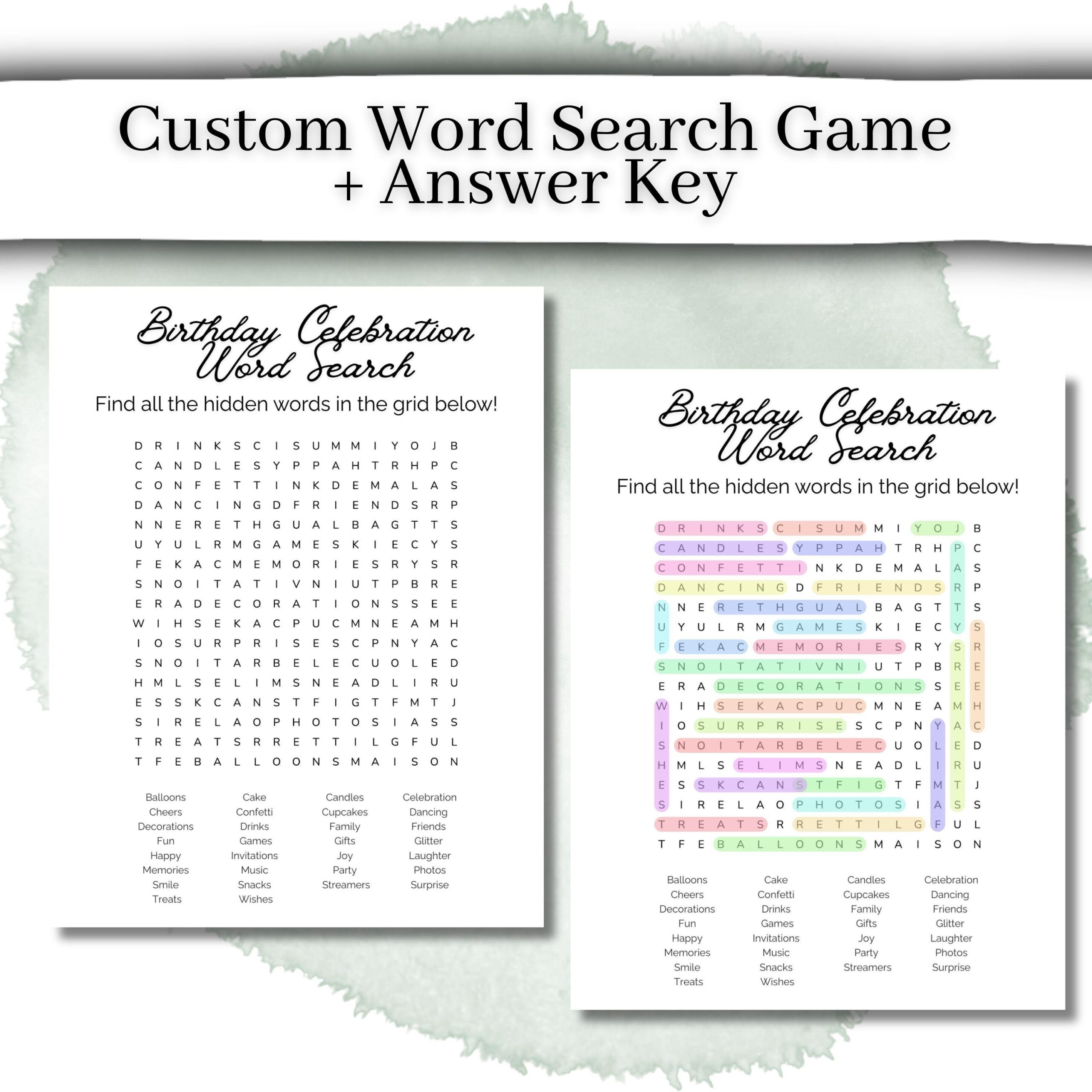 Custom Word Search Game – Personalized Printable Puzzle for Weddings, Birthdays & Parties - Image 2