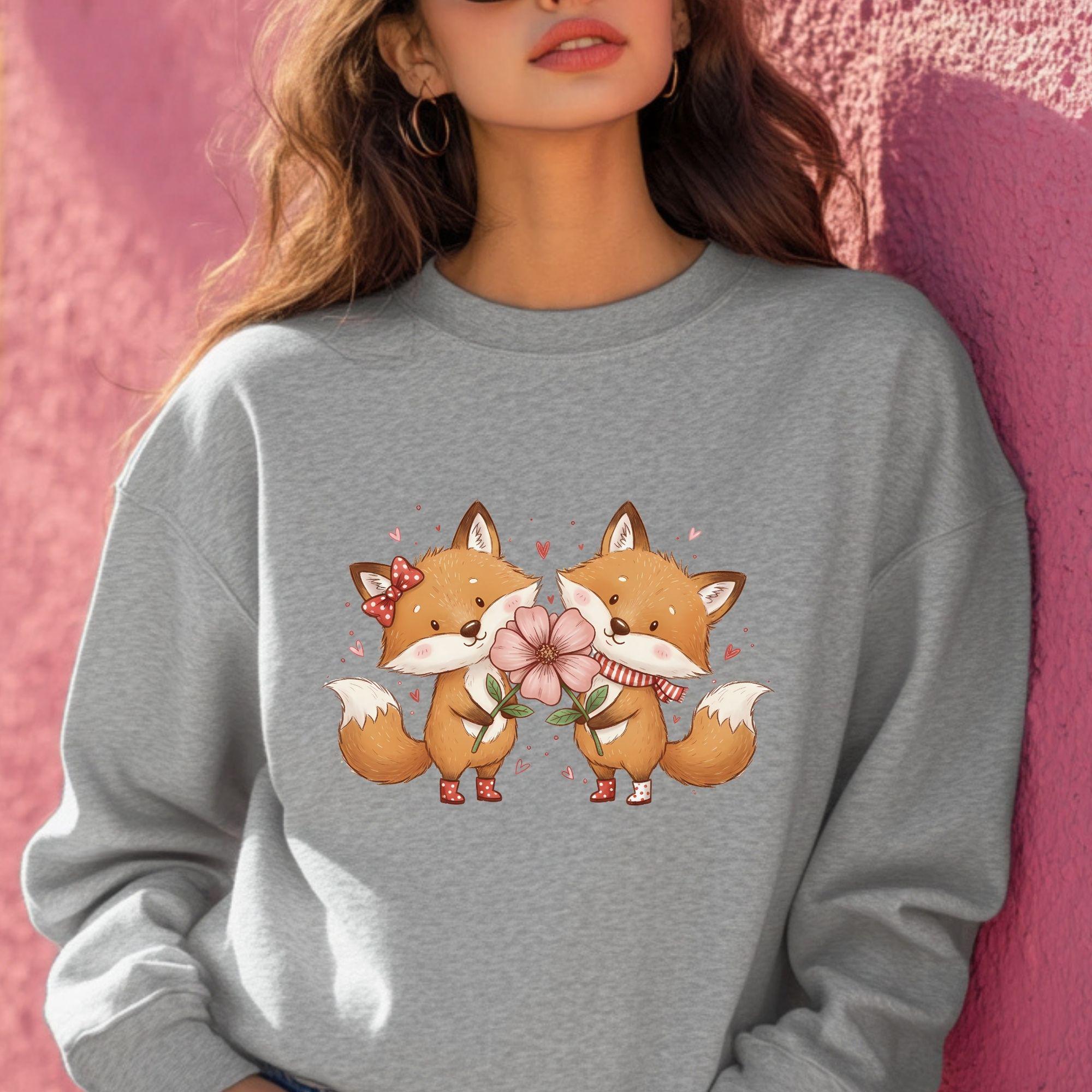 Quirky Furry Valentine Fox Duo Clipart Bundle | Romantic Sketch Animals Set - Image 9