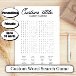 Custom Word Search Game – Personalized Printable Puzzle for Weddings, Birthdays & Parties